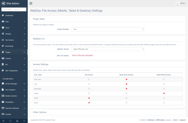 Admin Access Settings